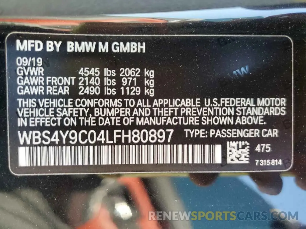 12 Фотография поврежденного автомобиля WBS4Y9C04LFH80897 BMW M4 2020