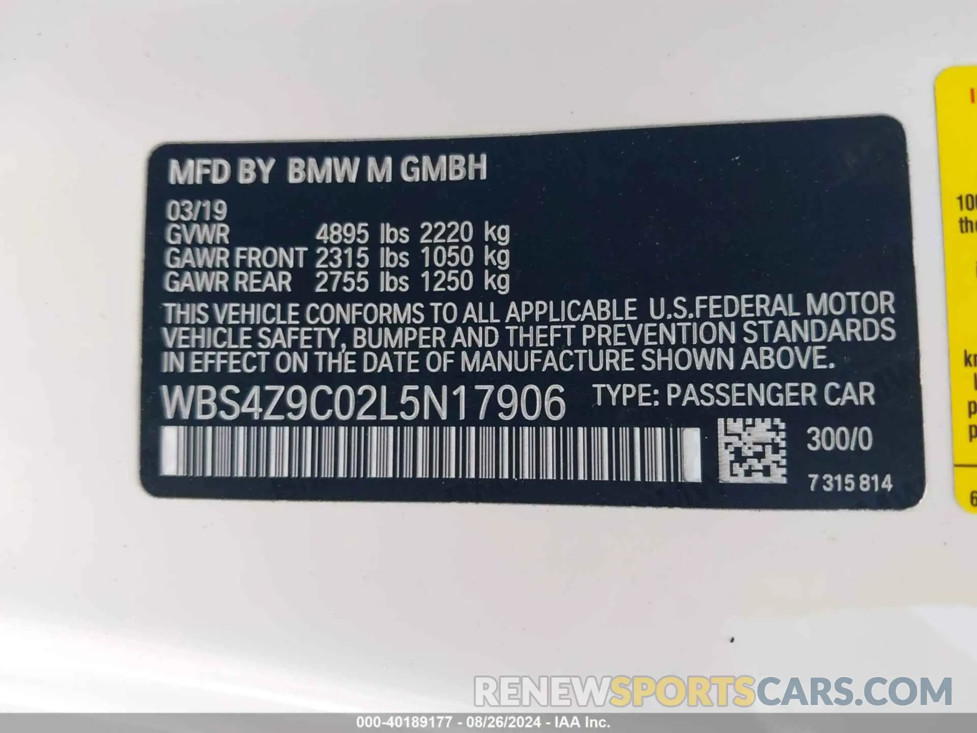 9 Фотография поврежденного автомобиля WBS4Z9C02L5N17906 BMW M4 2020