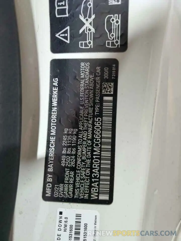 13 Фотография поврежденного автомобиля WBA13AR01MCG66065 BMW M4 2021
