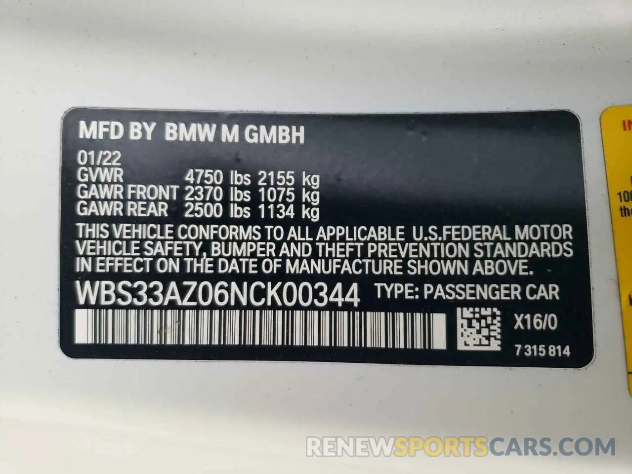 12 Photograph of a damaged car WBS33AZ06NCK00344 BMW M4 2022