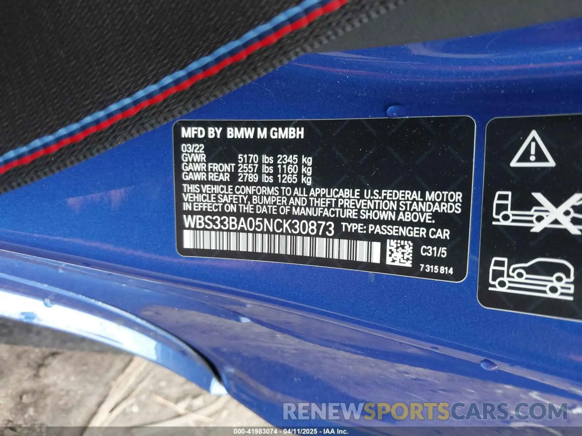 9 Фотография поврежденного автомобиля WBS33BA05NCK30873 BMW M4 2022