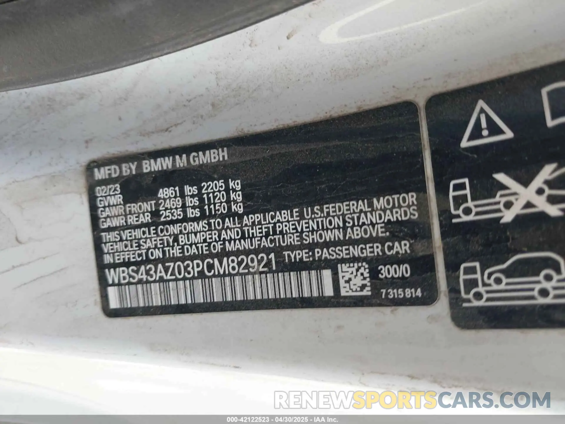 9 Фотография поврежденного автомобиля WBS43AZ03PCM82921 BMW M4 2023