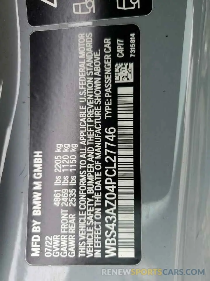12 Photograph of a damaged car WBS43AZ04PCL27746 BMW M4 2023
