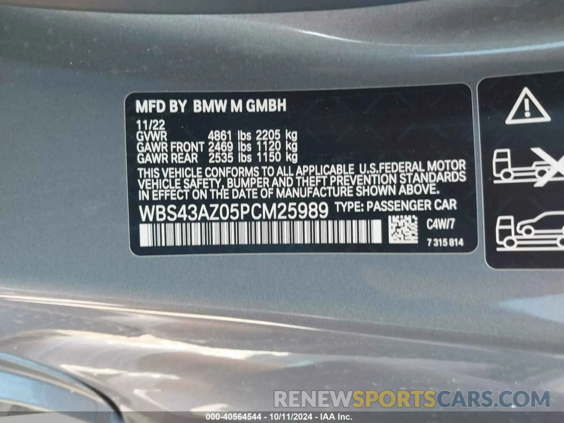 9 Photograph of a damaged car WBS43AZ05PCM25989 BMW M4 2023