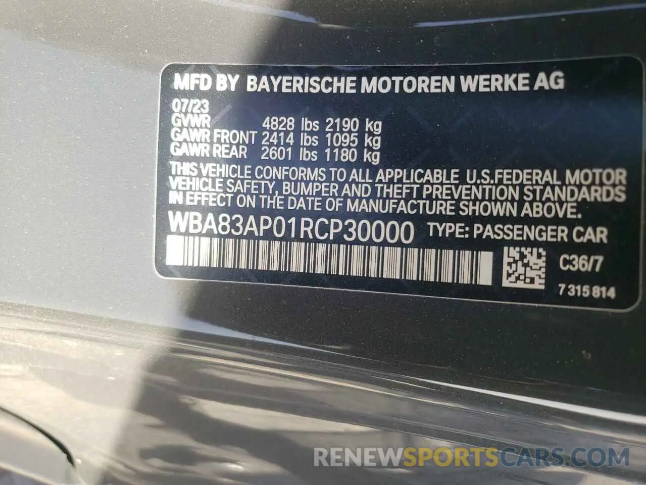 13 Photograph of a damaged car WBA83AP01RCP30000 BMW M4 2024