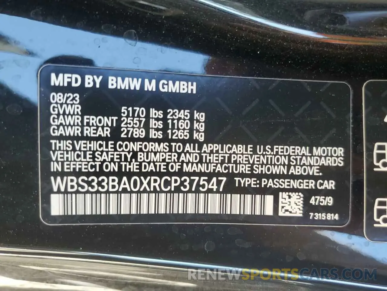 13 Photograph of a damaged car WBS33BA0XRCP37547 BMW M4 2024