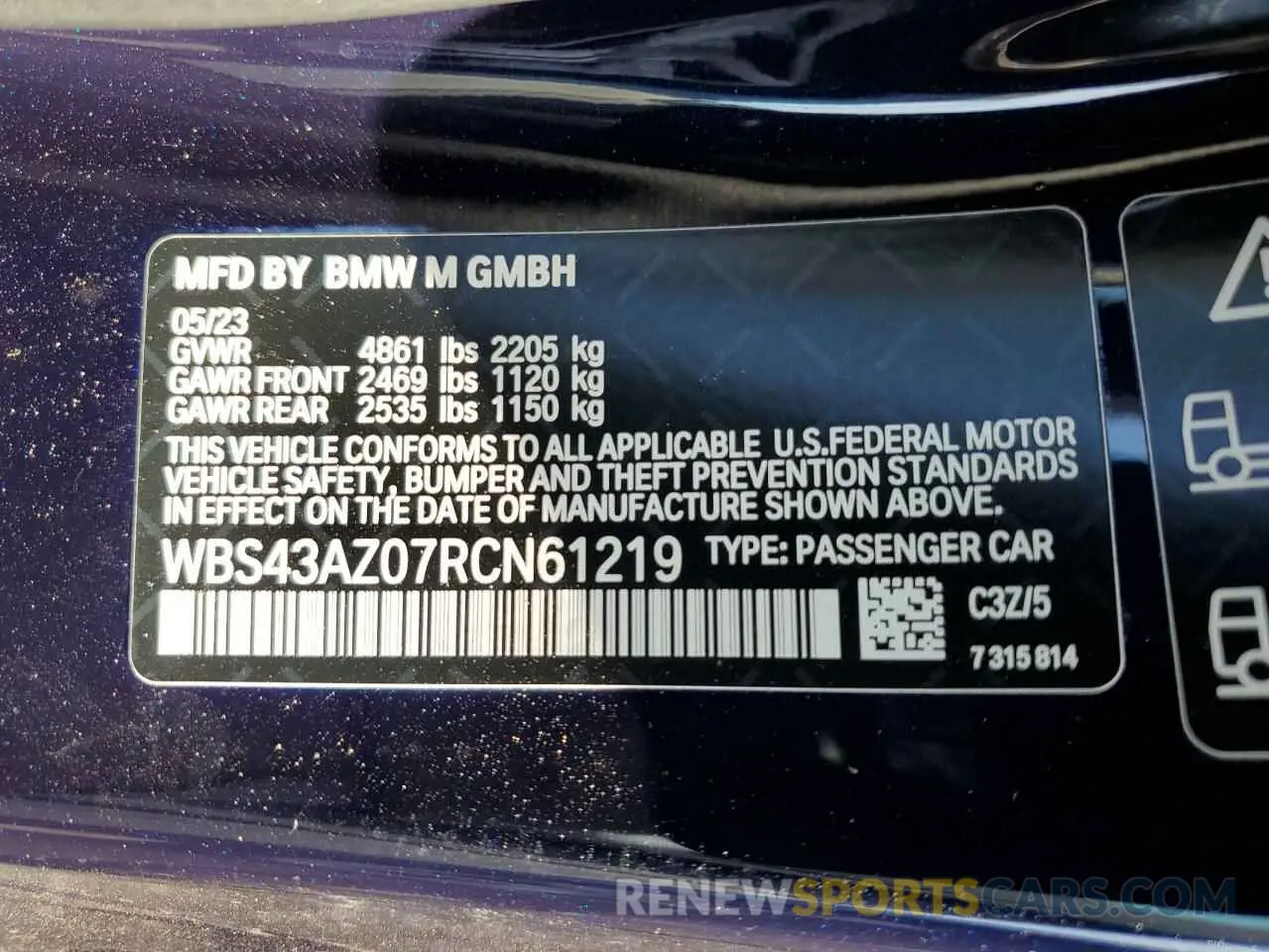 12 Фотография поврежденного автомобиля WBS43AZ07RCN61219 BMW M4 2024