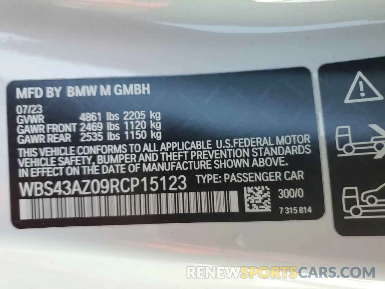14 Фотография поврежденного автомобиля WBS43AZ09RCP15123 BMW M4 2024