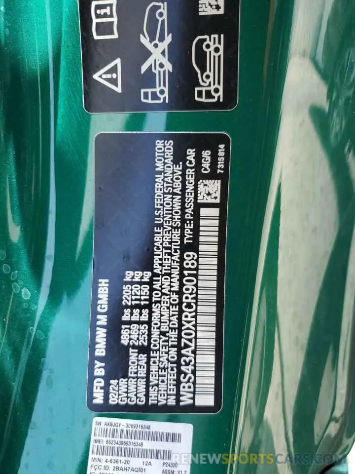 13 Фотография поврежденного автомобиля WBS43AZ0XRCR90189 BMW M4 2024