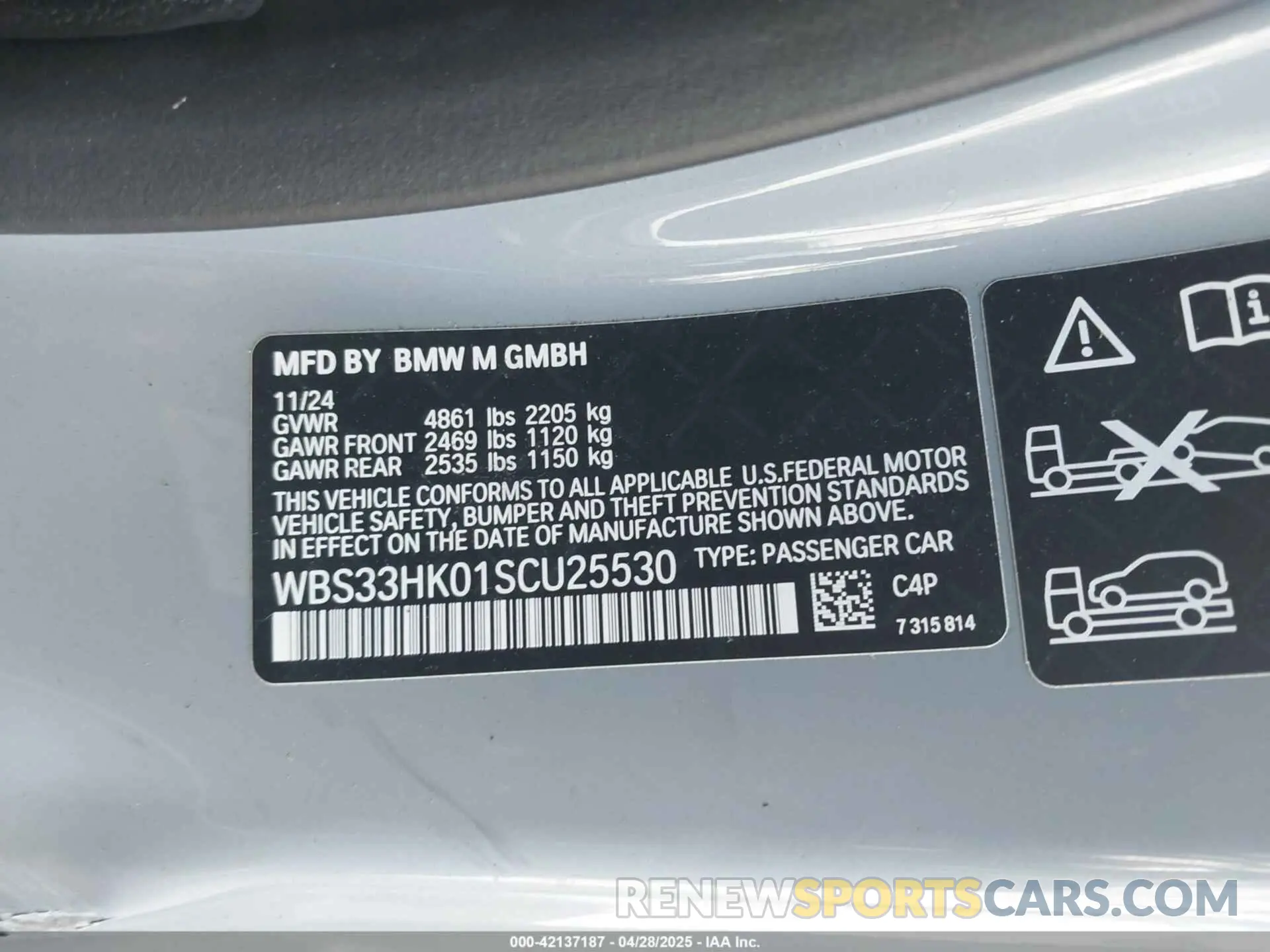 9 Фотография поврежденного автомобиля WBS33HK01SCU25530 BMW M4 2025