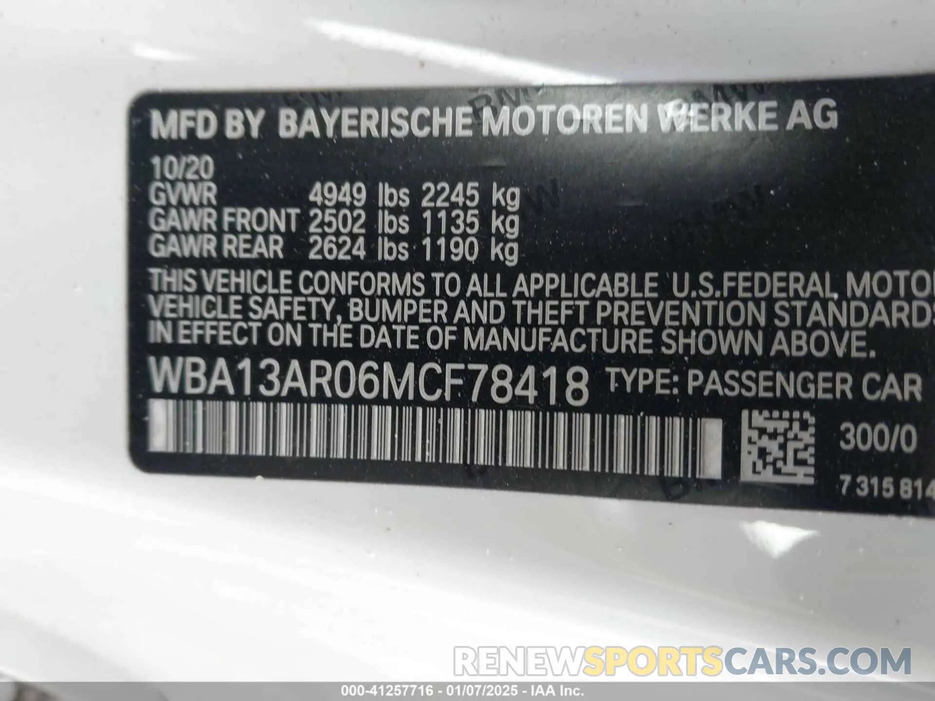 9 Photograph of a damaged car WBA13AR06MCF78418 BMW M440I 2021