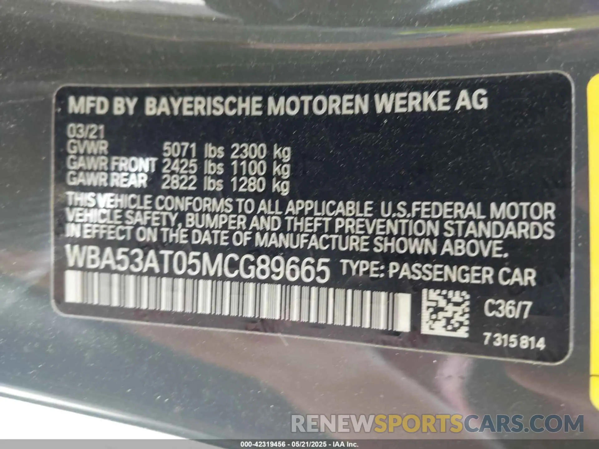 9 Фотография поврежденного автомобиля WBA53AT05MCG89665 BMW M440I 2021