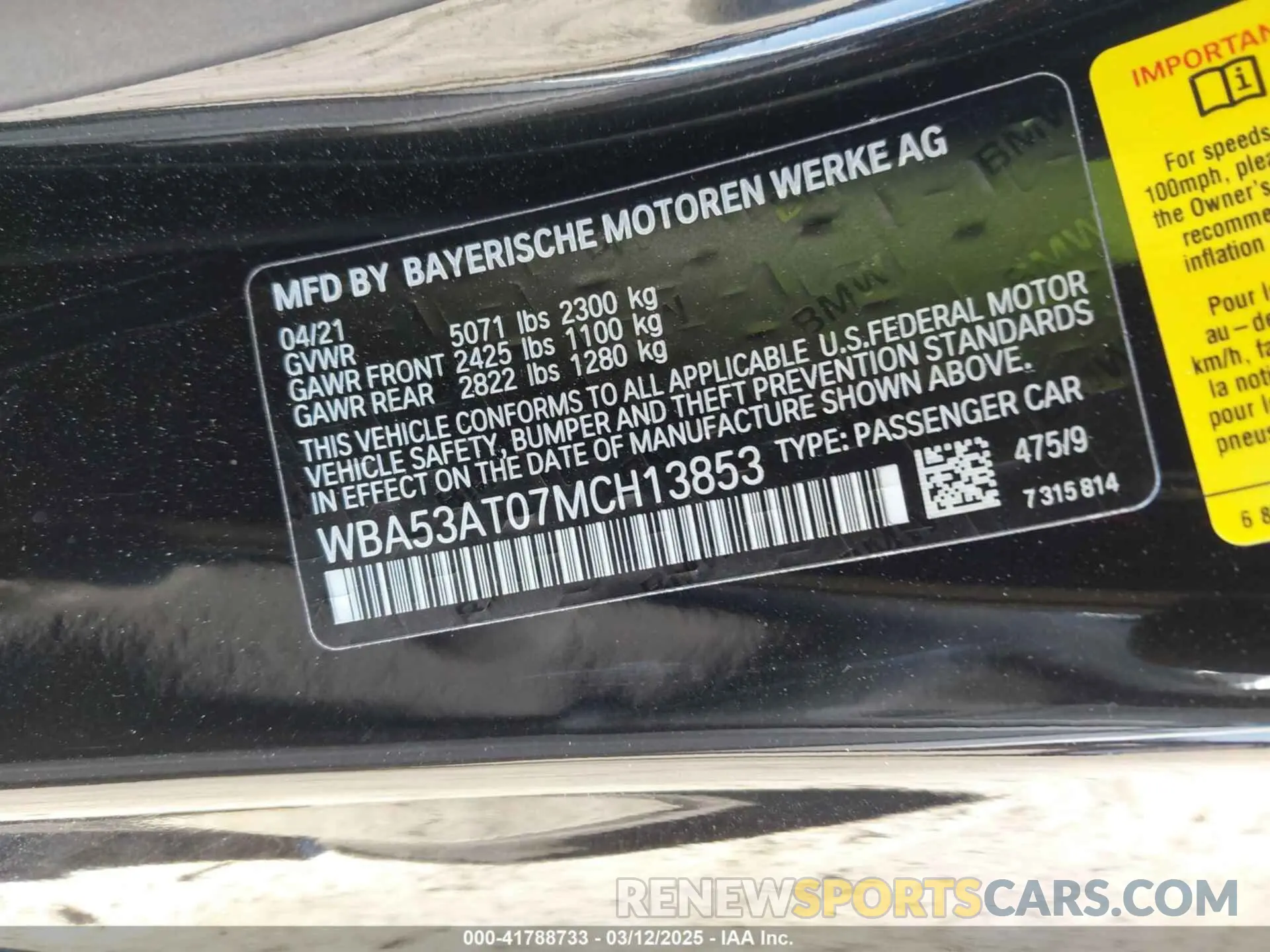 9 Photograph of a damaged car WBA53AT07MCH13853 BMW M440I 2021