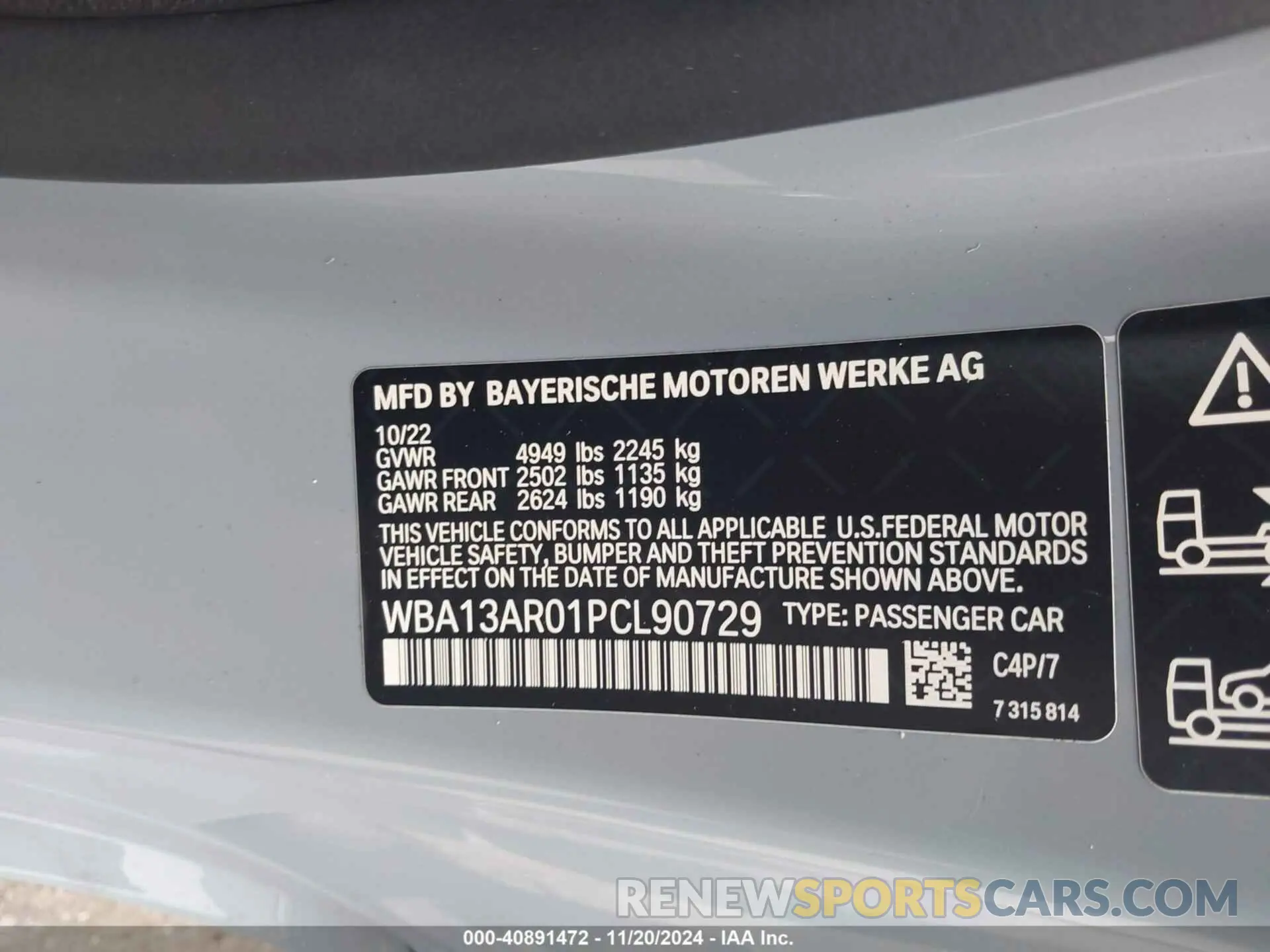 9 Photograph of a damaged car WBA13AR01PCL90729 BMW M440I 2023