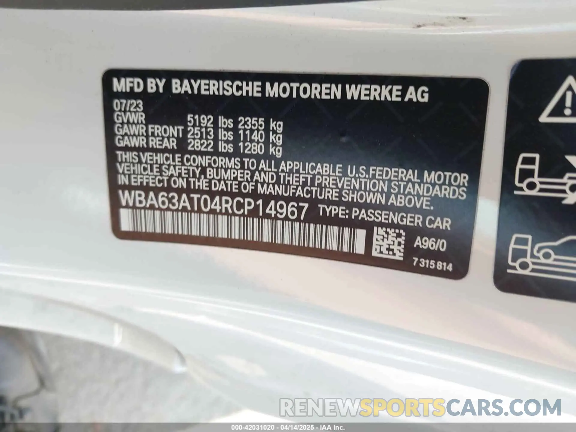 9 Photograph of a damaged car WBA63AT04RCP14967 BMW M440I 2024