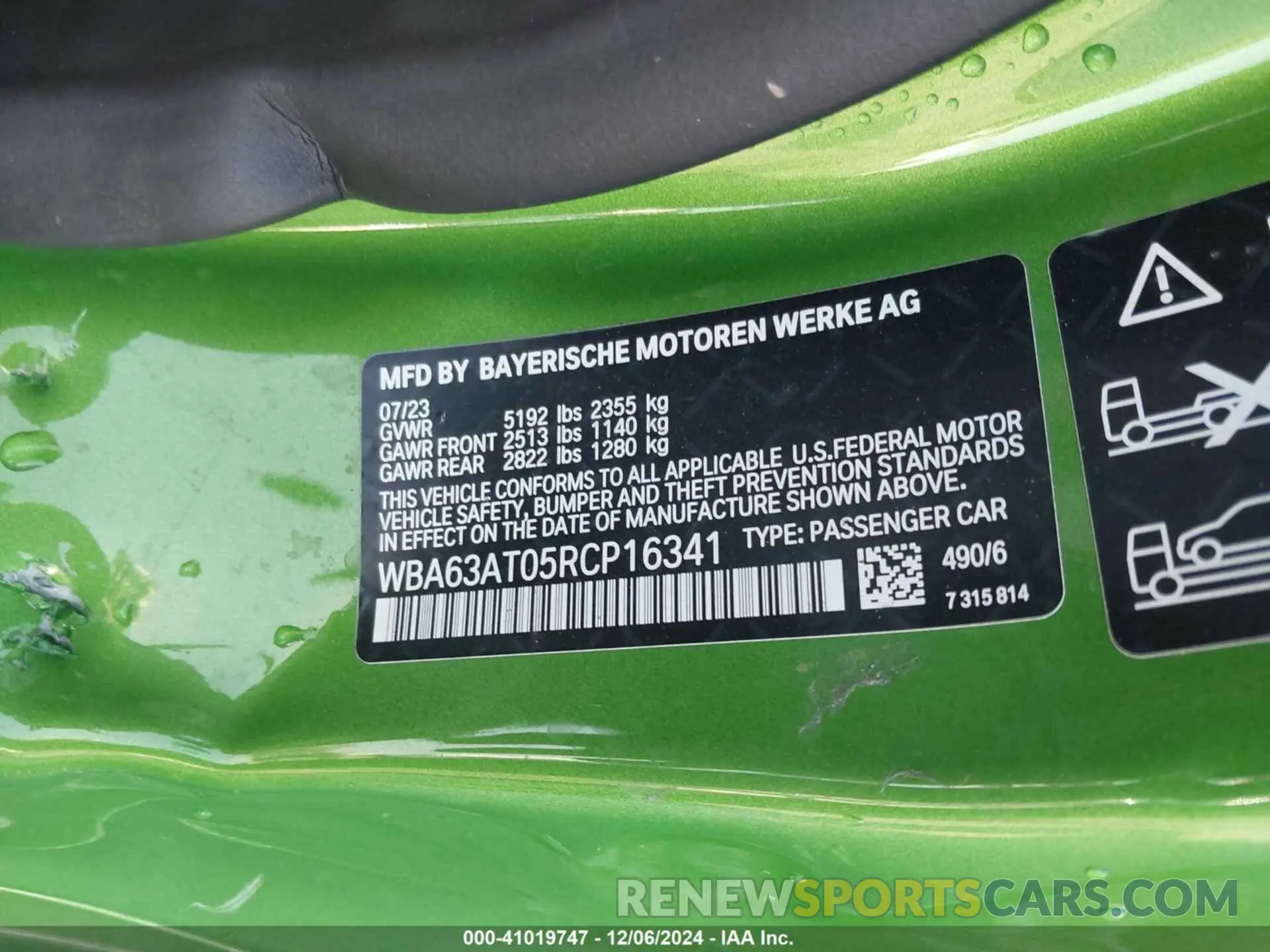 9 Фотография поврежденного автомобиля WBA63AT05RCP16341 BMW M440I 2024