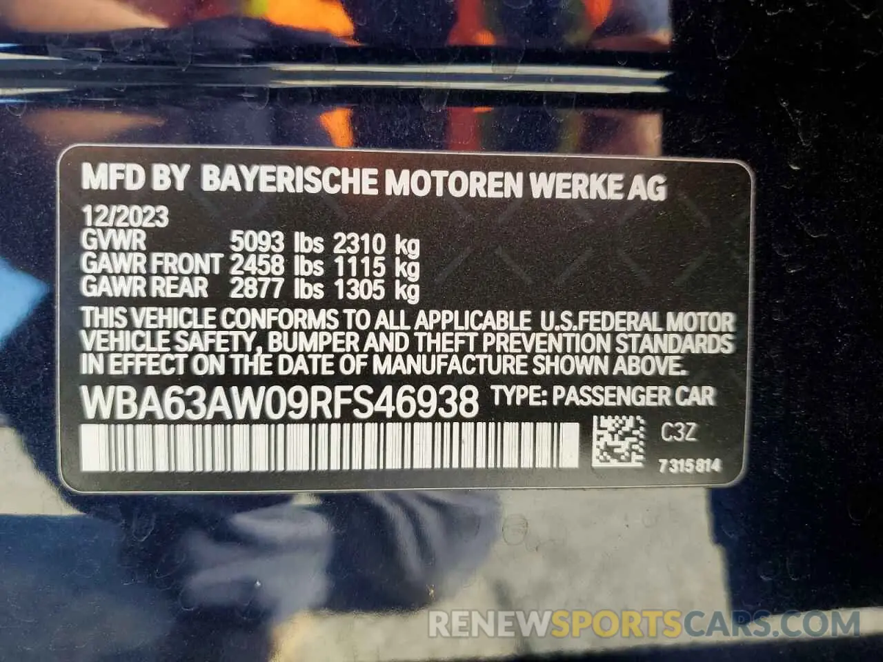 12 Photograph of a damaged car WBA63AW09RFS46938 BMW M440I GRAN 2024