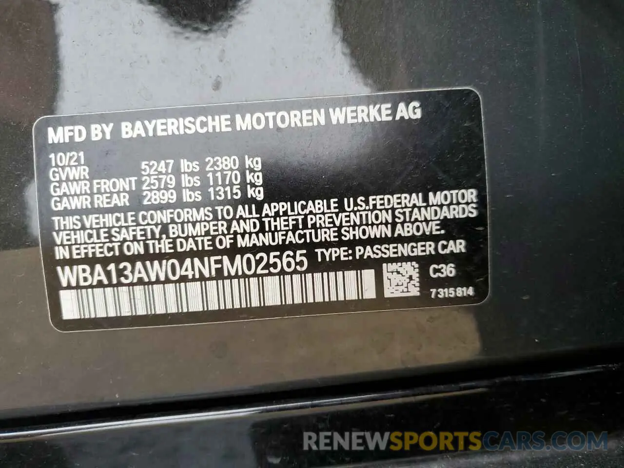15 Фотография поврежденного автомобиля WBA13AW04NFM02565 BMW M440XI GRA 2022