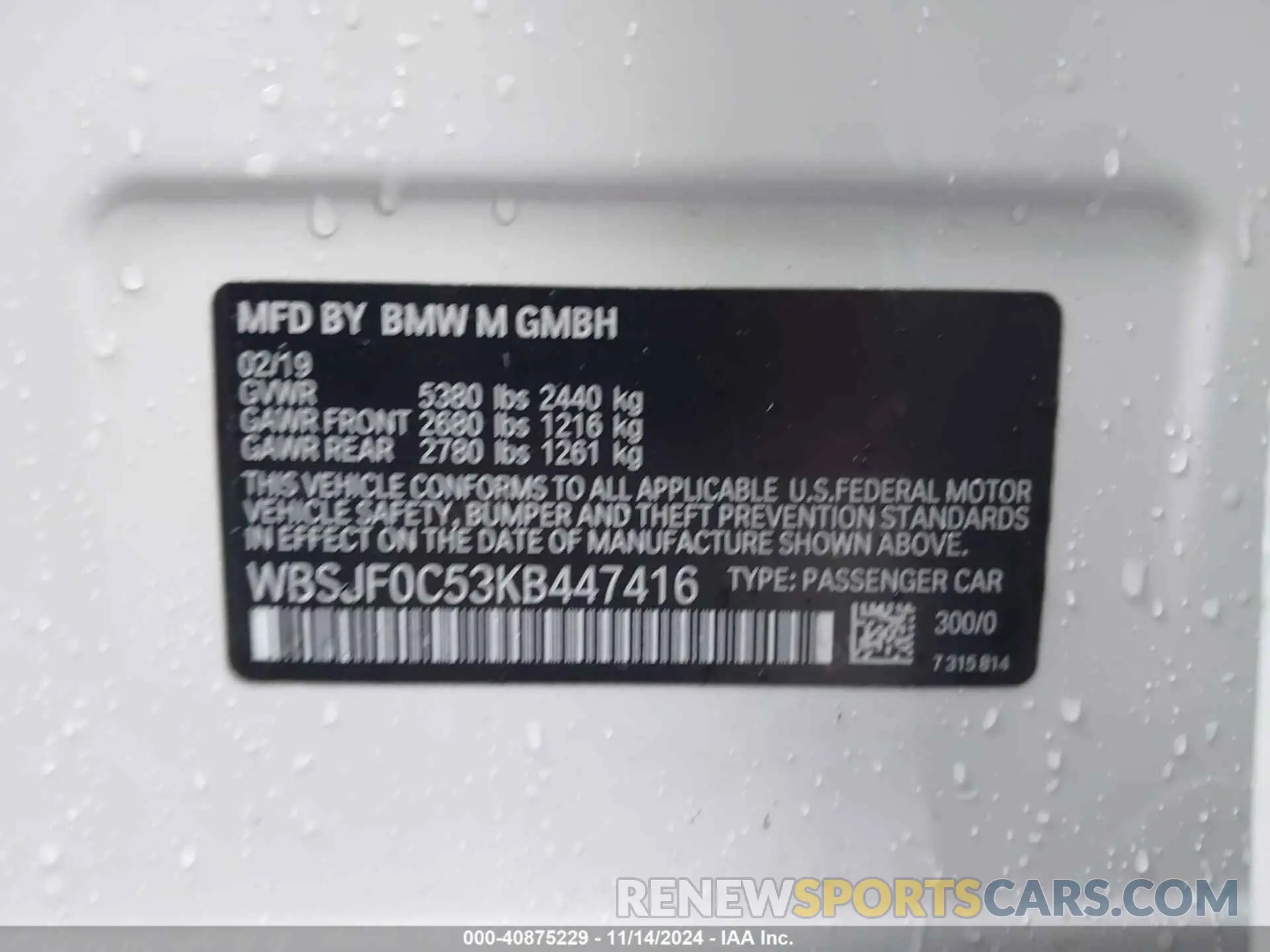 9 Photograph of a damaged car WBSJF0C53KB447416 BMW M5 2019