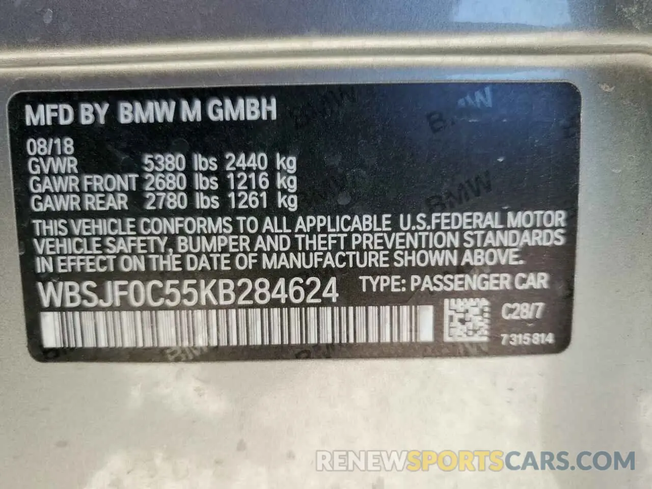 10 Фотография поврежденного автомобиля WBSJF0C55KB284624 BMW M5 2019