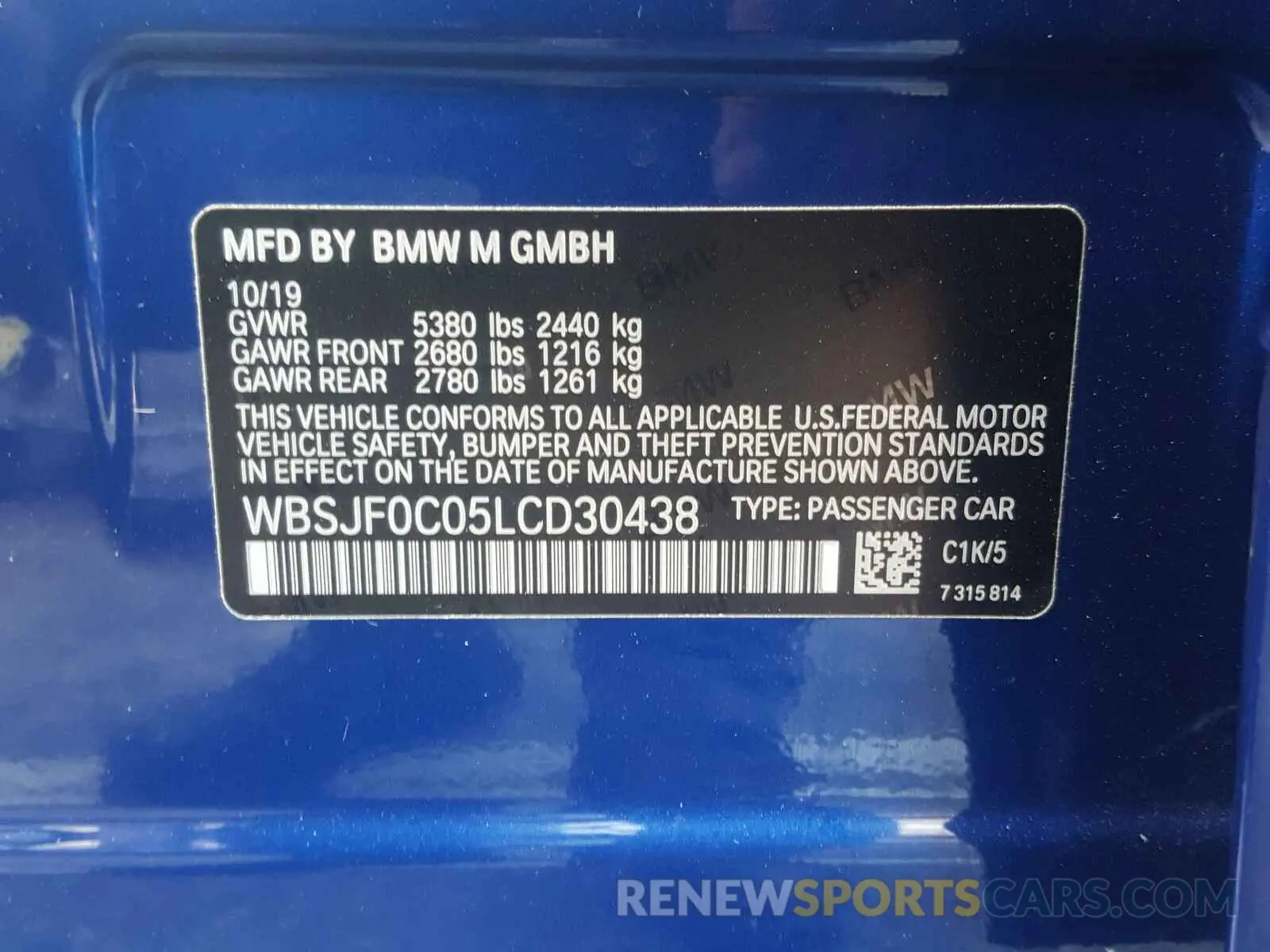 10 Photograph of a damaged car WBSJF0C05LCD30438 BMW M5 2020