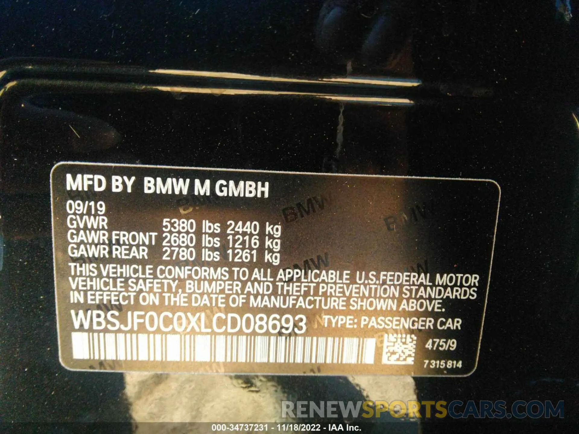 9 Photograph of a damaged car WBSJF0C0XLCD08693 BMW M5 2020