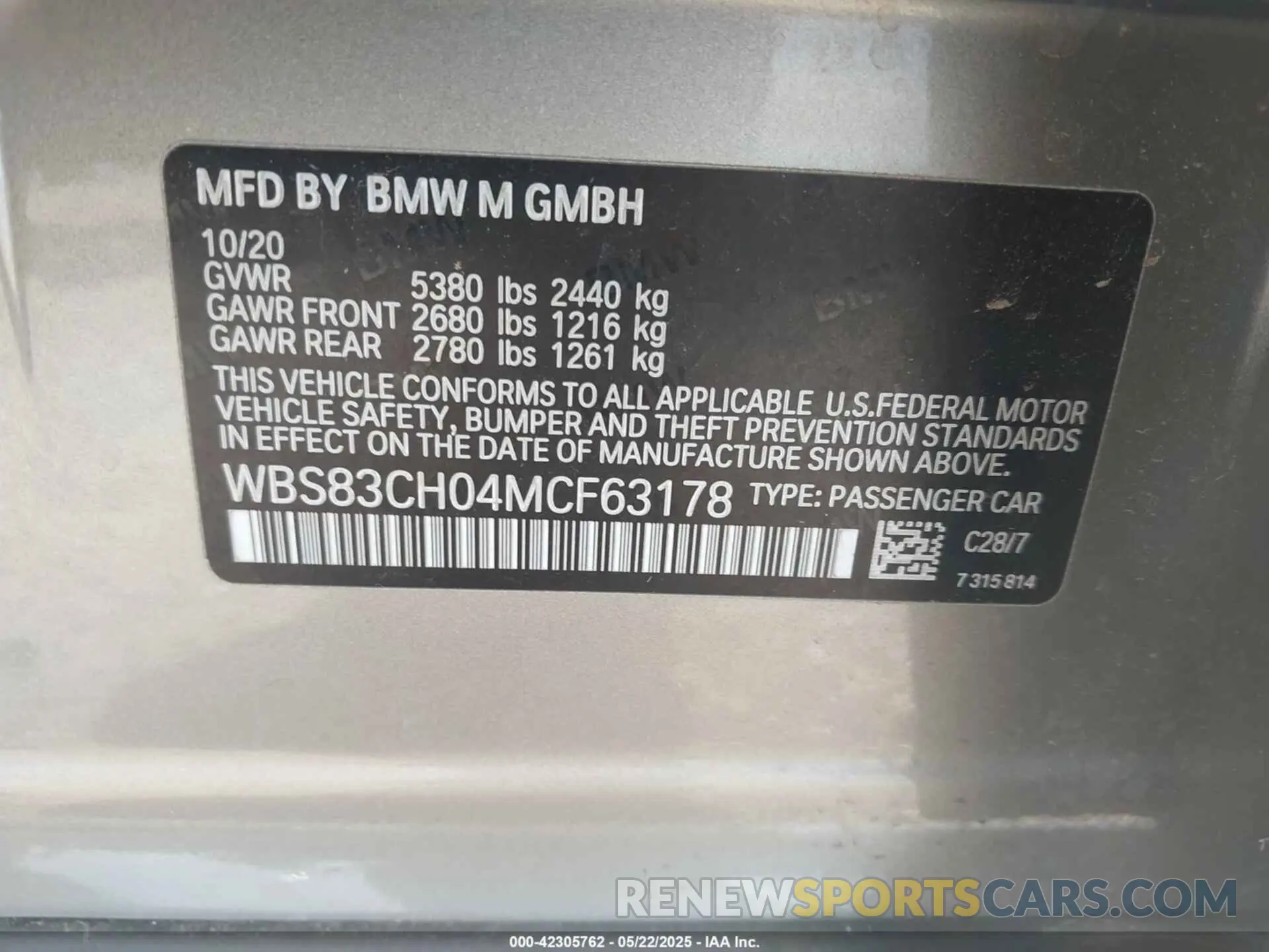 9 Photograph of a damaged car WBS83CH04MCF63178 BMW M5 2021
