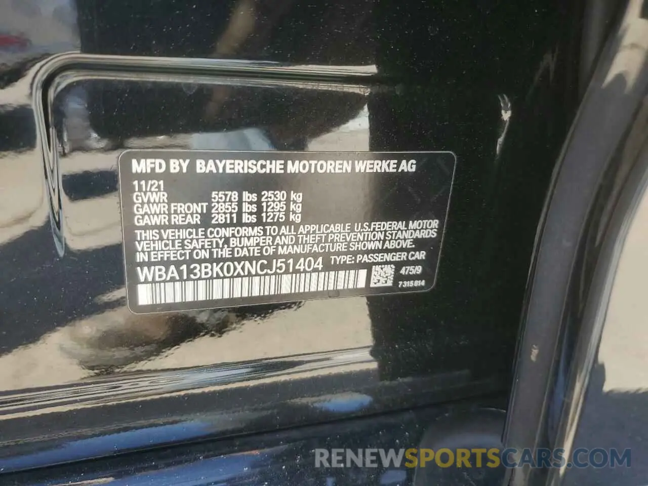 13 Photograph of a damaged car WBA13BK0XNCJ51404 BMW M5 2022