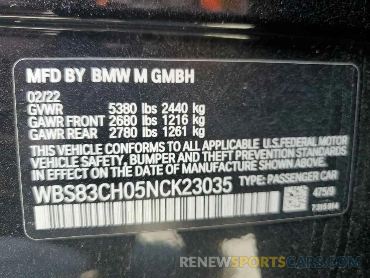12 Фотография поврежденного автомобиля WBS83CH05NCK23035 BMW M5 2022