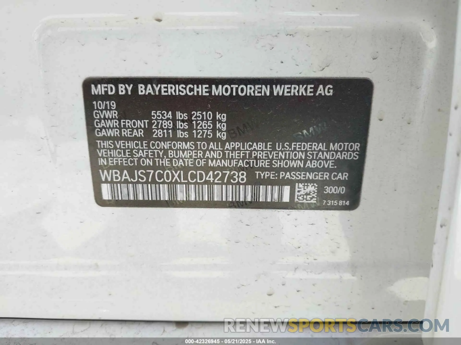 9 Photograph of a damaged car WBAJS7C0XLCD42738 BMW M550I 2020