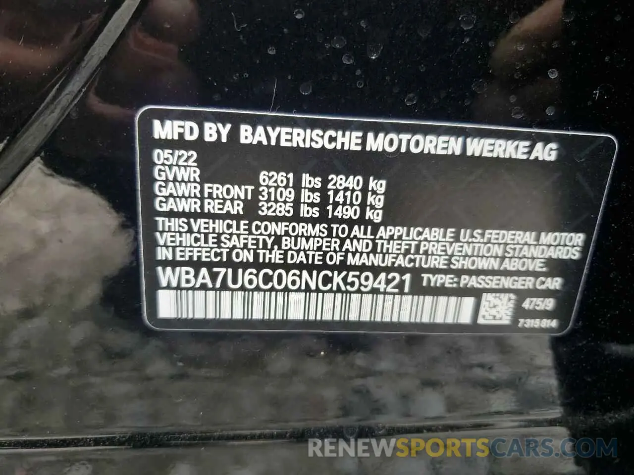 12 Фотография поврежденного автомобиля WBA7U6C06NCK59421 BMW M7 2022