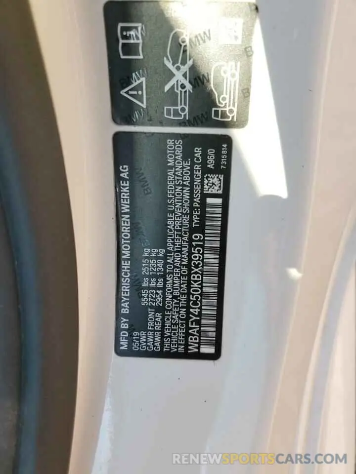 12 Фотография поврежденного автомобиля WBAFY4C50KBX39519 BMW M8 2019