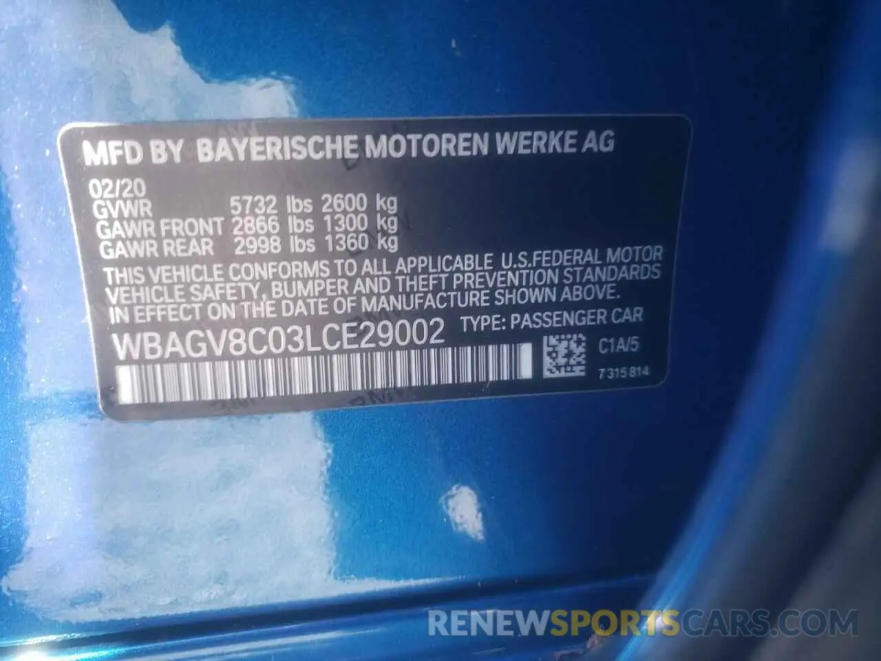 13 Photograph of a damaged car WBAGV8C03LCE29002 BMW M8 2020