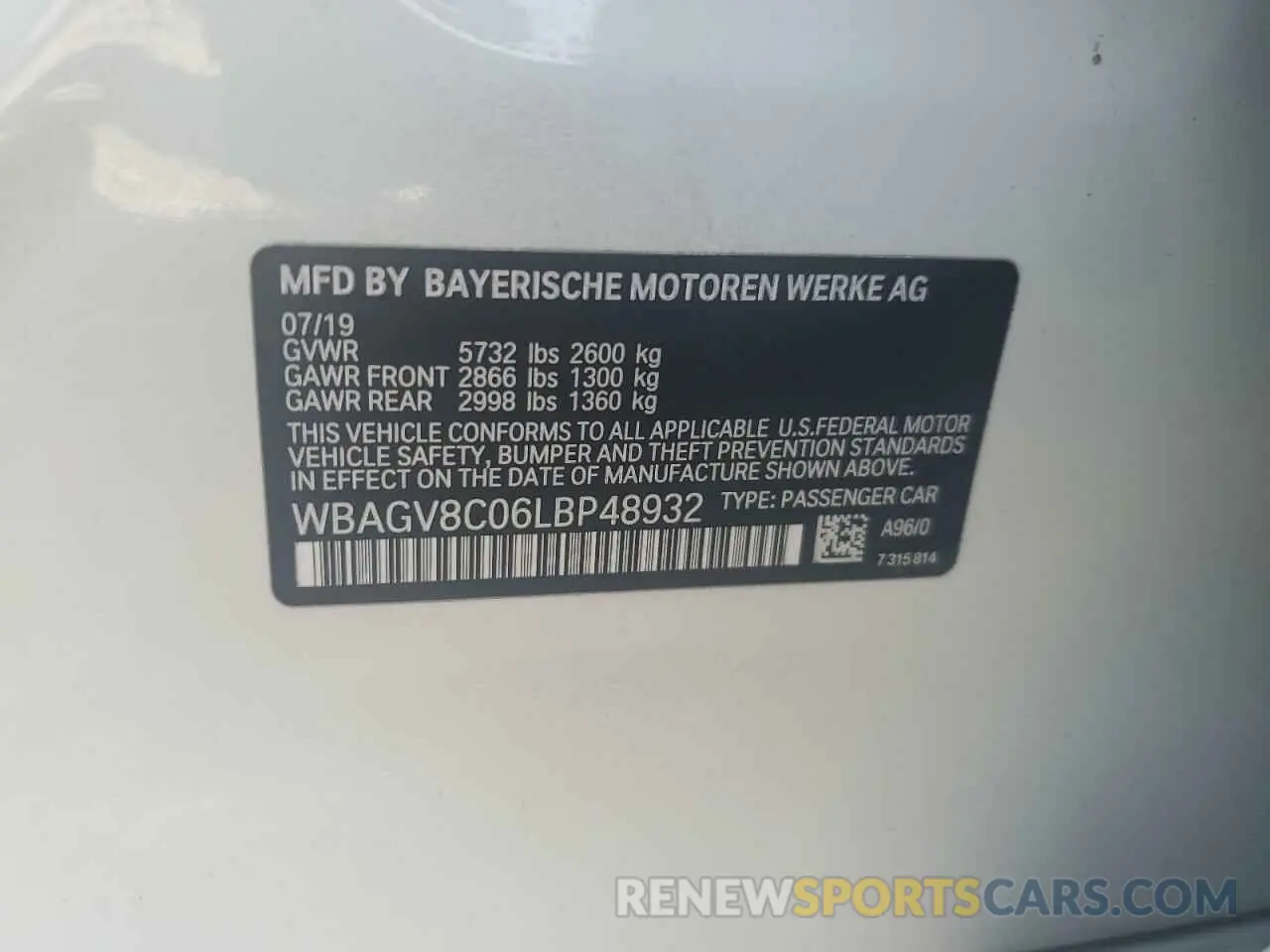 12 Photograph of a damaged car WBAGV8C06LBP48932 BMW M8 2020