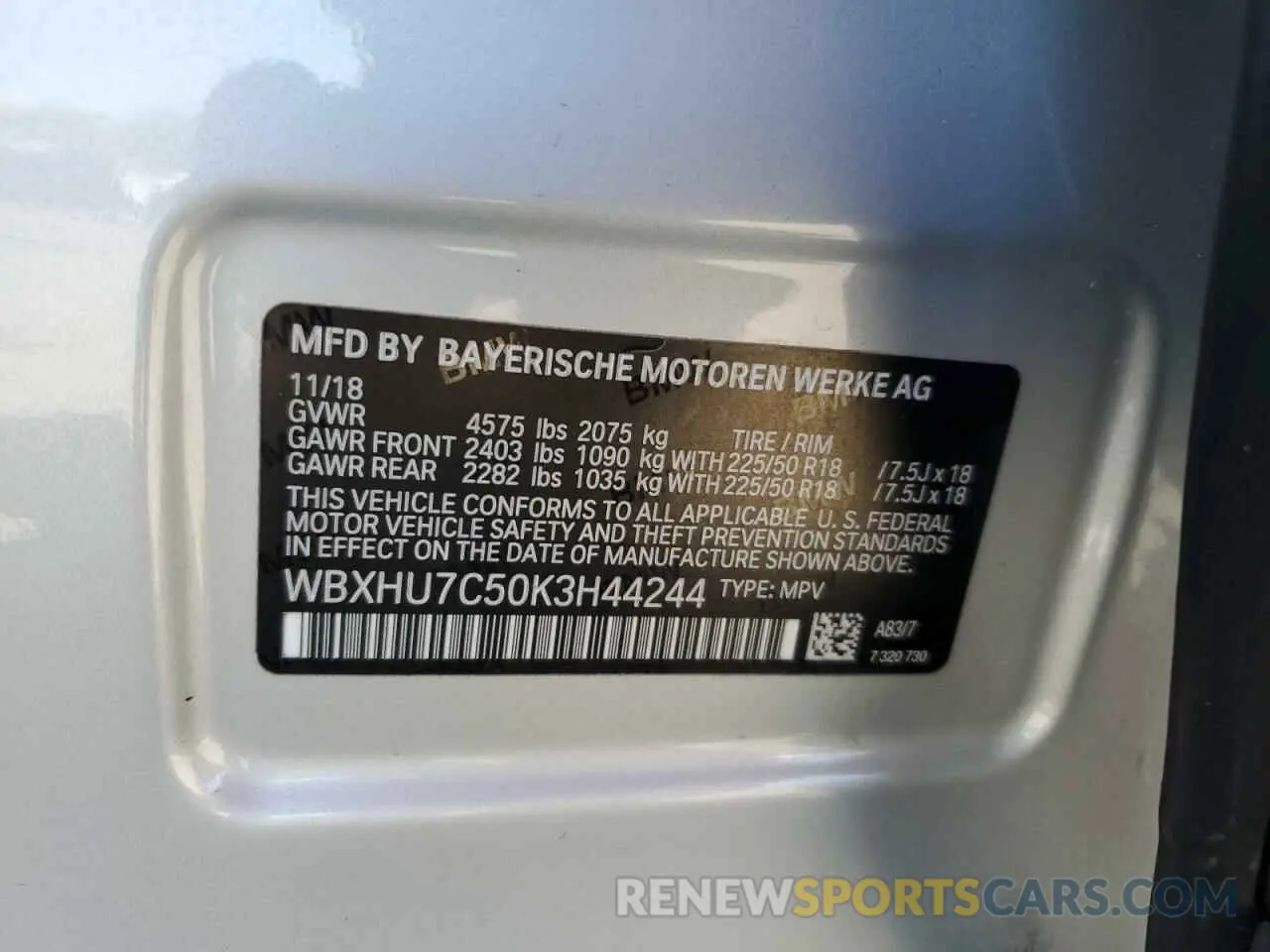 14 Photograph of a damaged car WBXHU7C50K3H44244 BMW X1 2019