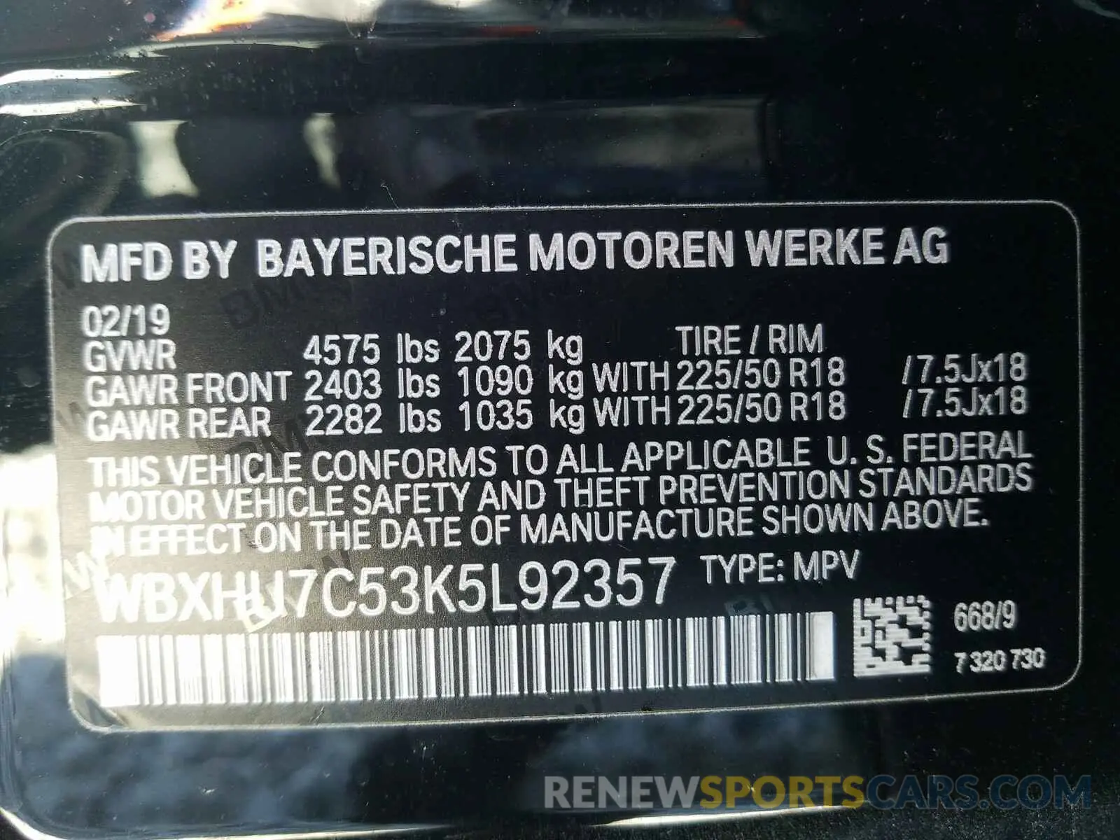 10 Photograph of a damaged car WBXHU7C53K5L92357 BMW X1 2019