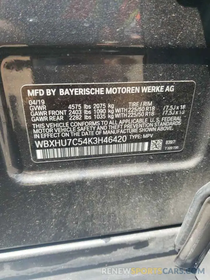 13 Photograph of a damaged car WBXHU7C54K3H46420 BMW X1 2019