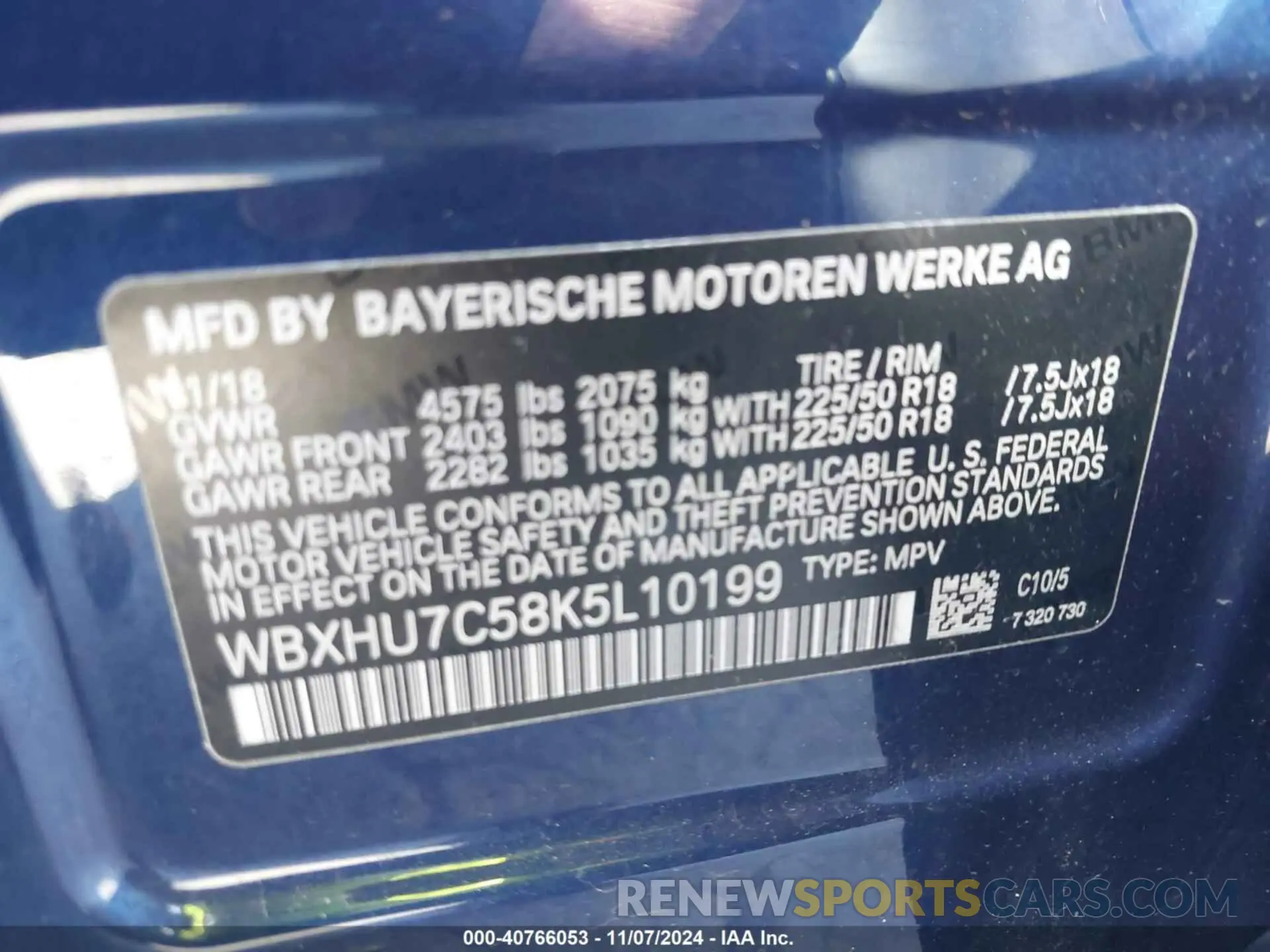 9 Photograph of a damaged car WBXHU7C58K5L10199 BMW X1 2019