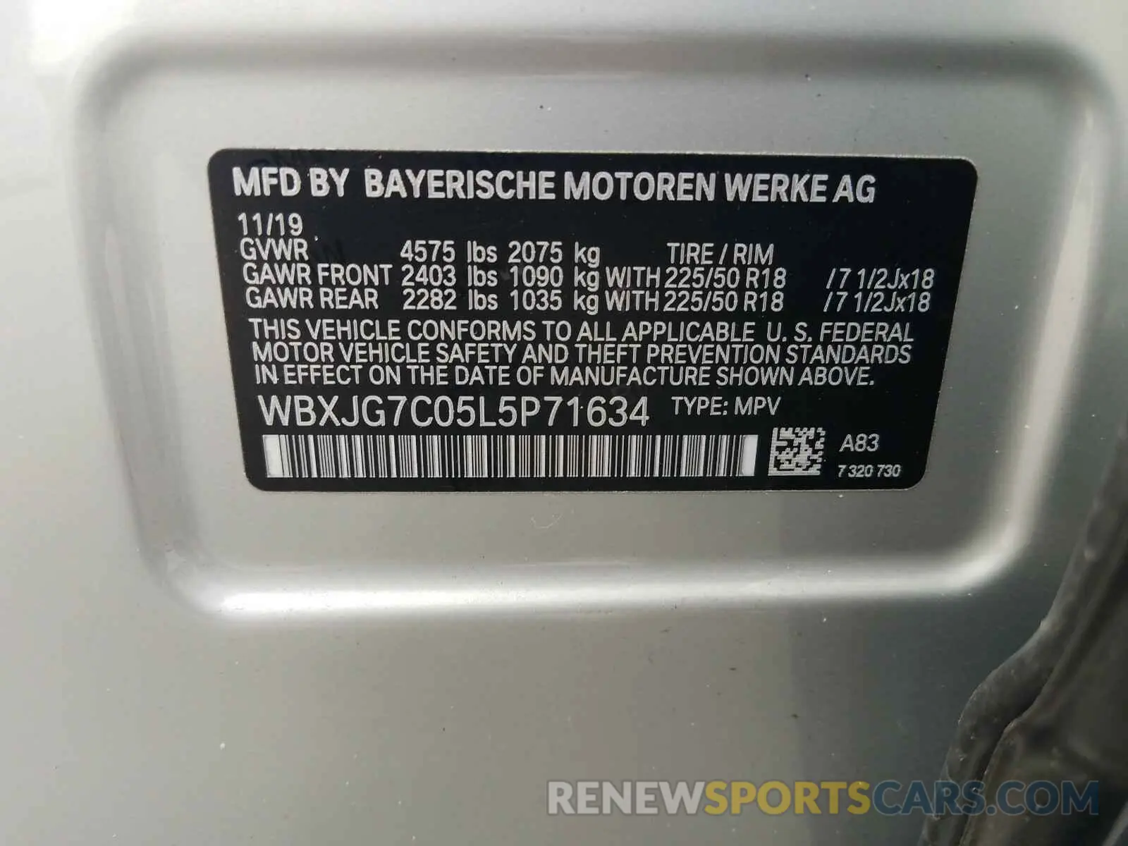 10 Photograph of a damaged car WBXJG7C05L5P71634 BMW X1 2020