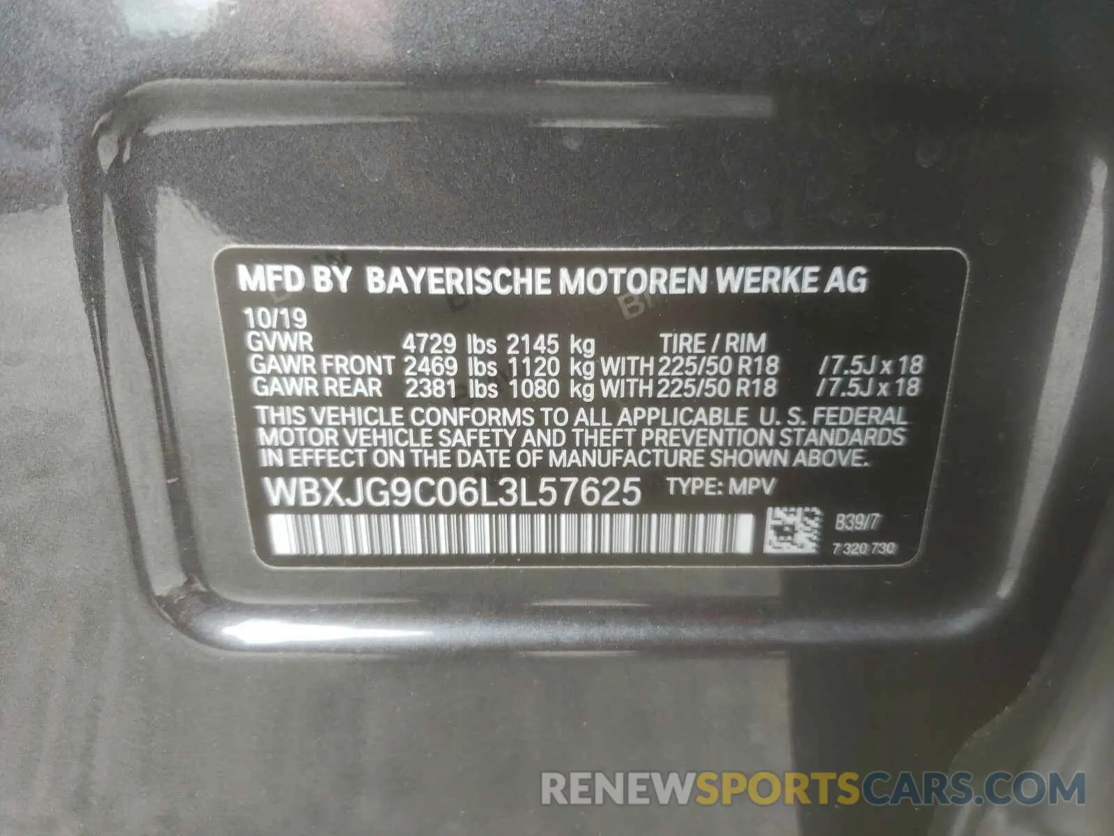 10 Photograph of a damaged car WBXJG9C06L3L57625 BMW X1 2020