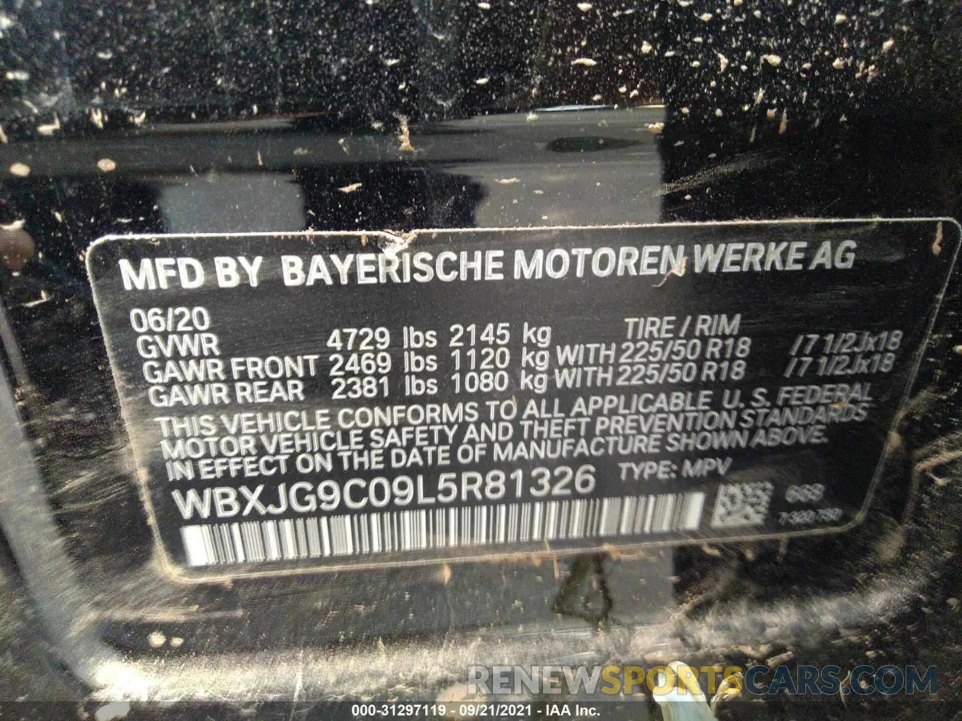 9 Фотография поврежденного автомобиля WBXJG9C09L5R81326 BMW X1 2020