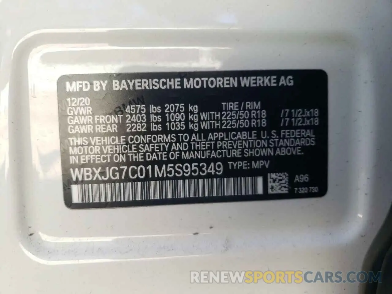 10 Photograph of a damaged car WBXJG7C01M5S95349 BMW X1 2021