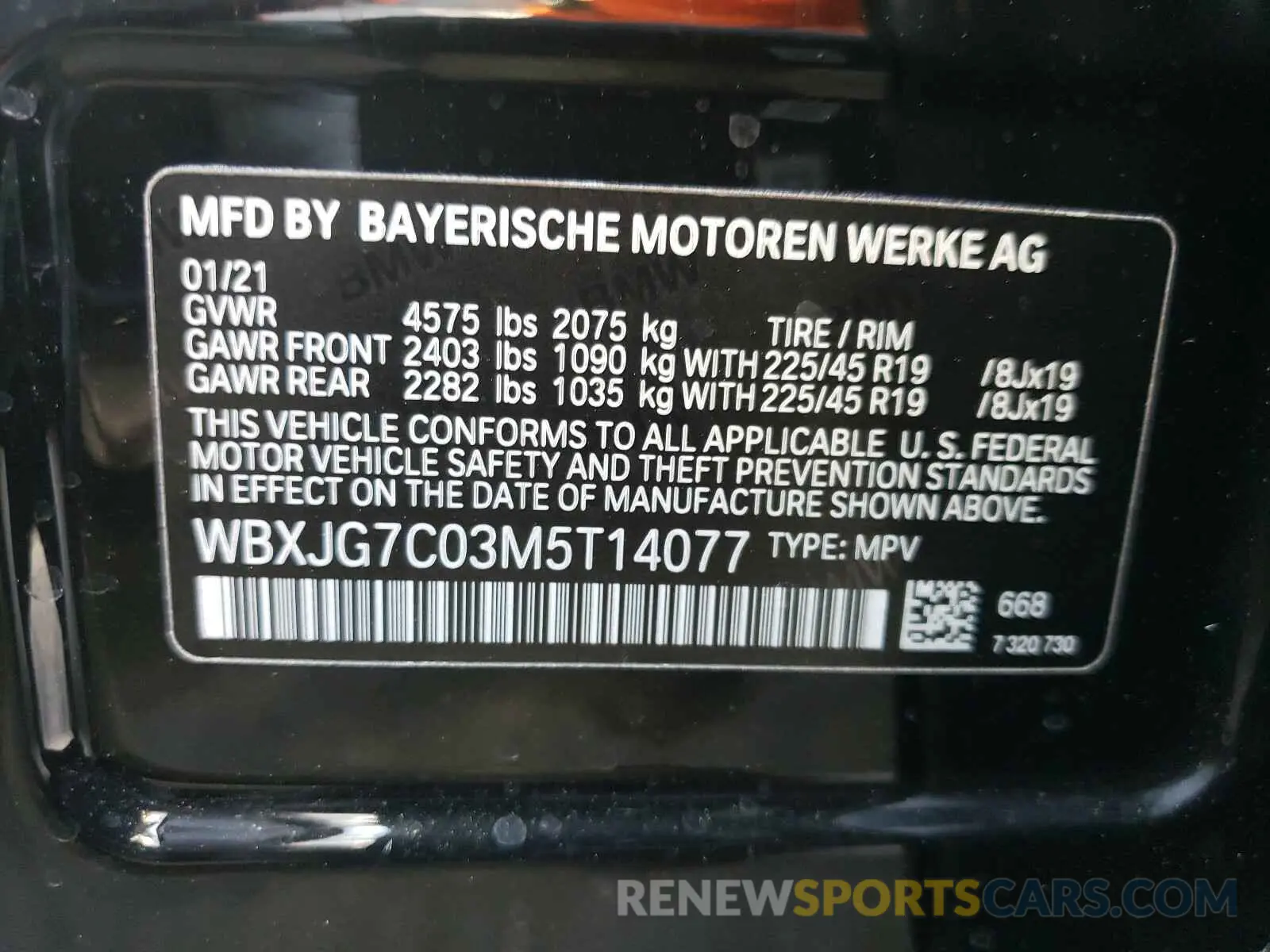 10 Photograph of a damaged car WBXJG7C03M5T14077 BMW X1 2021