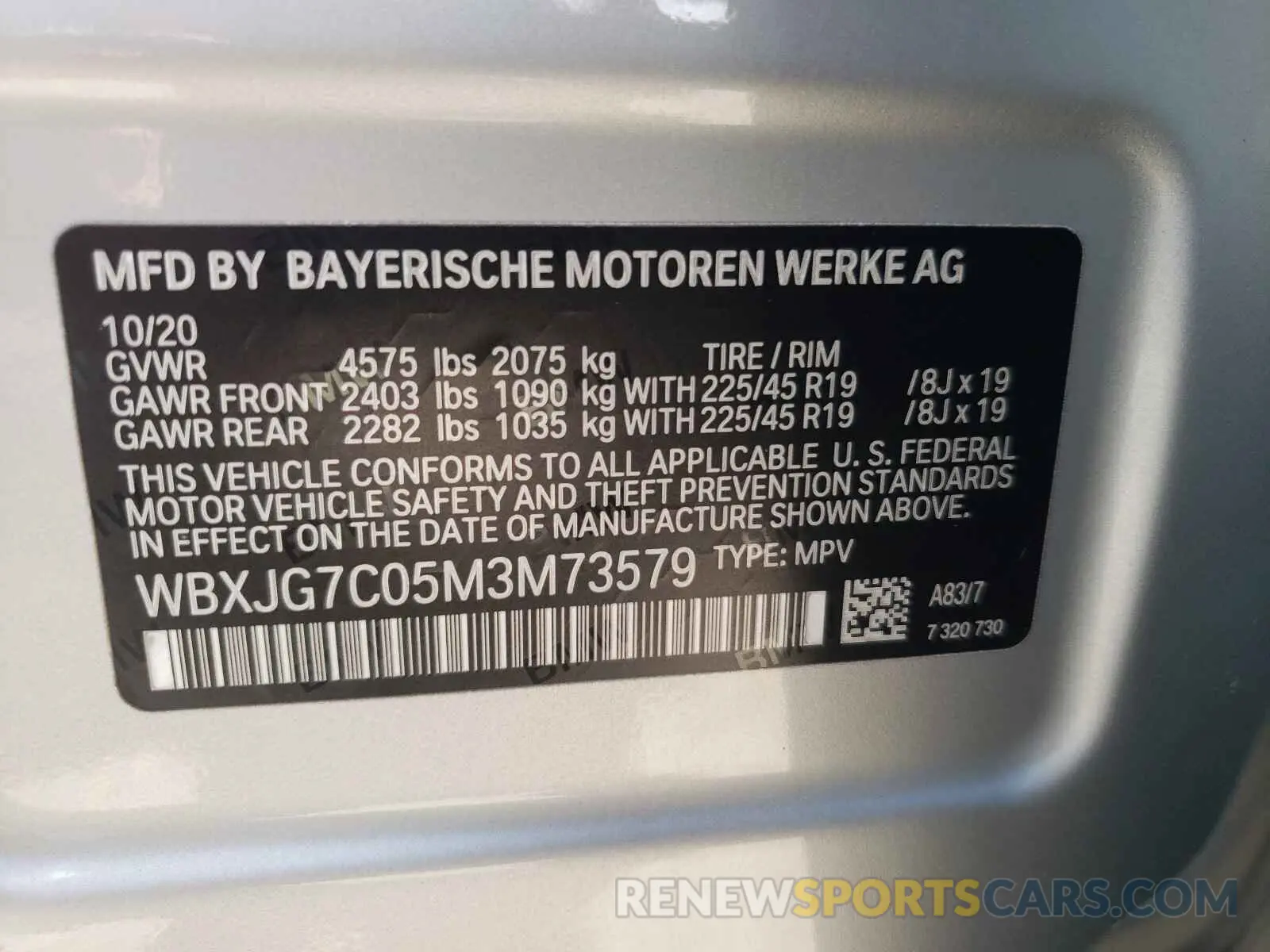 10 Photograph of a damaged car WBXJG7C05M3M73579 BMW X1 2021