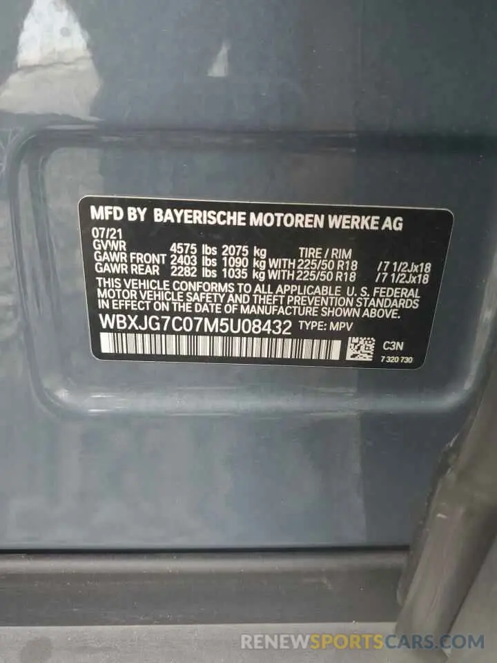 13 Photograph of a damaged car WBXJG7C07M5U08432 BMW X1 2021