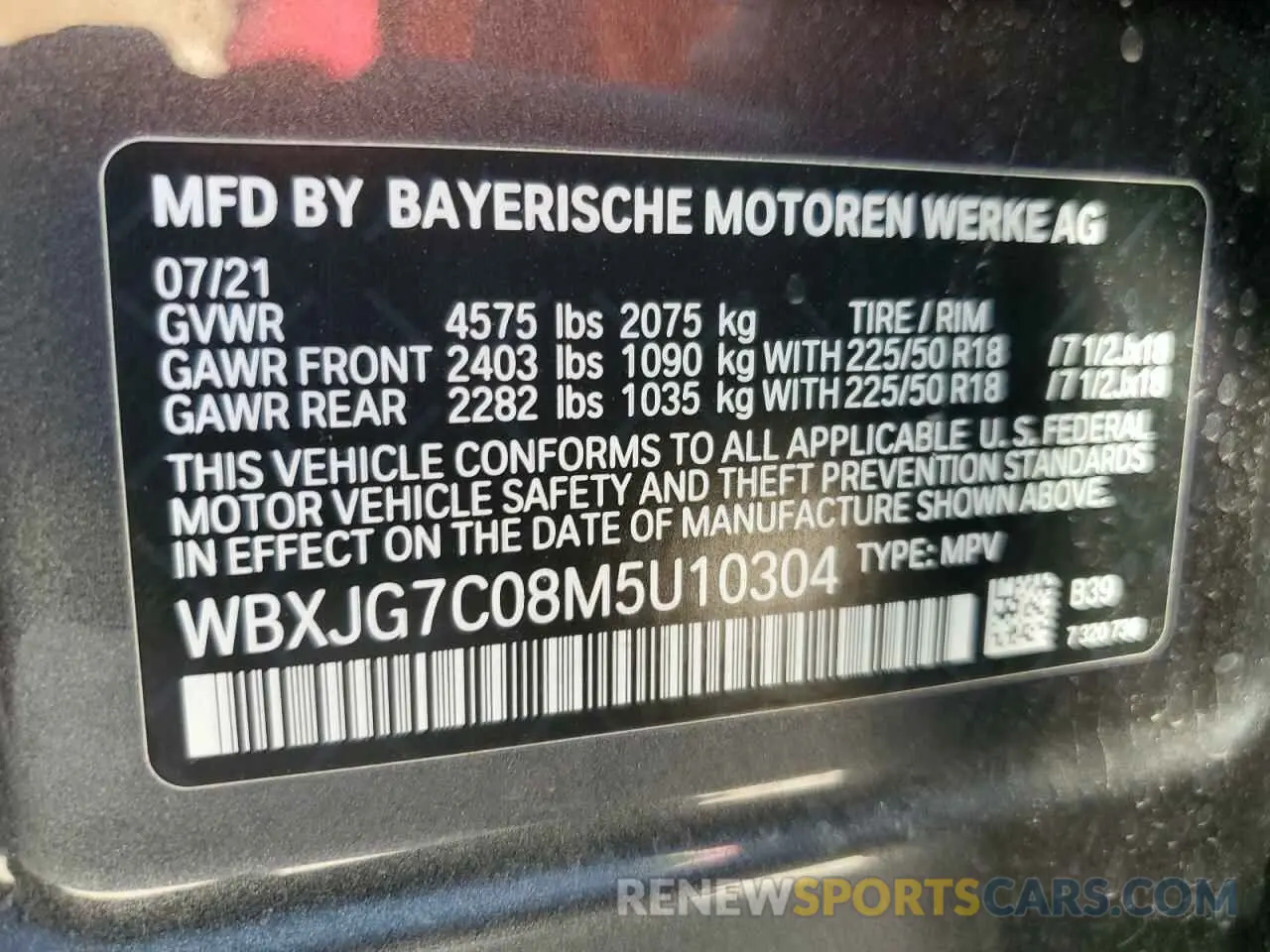13 Photograph of a damaged car WBXJG7C08M5U10304 BMW X1 2021