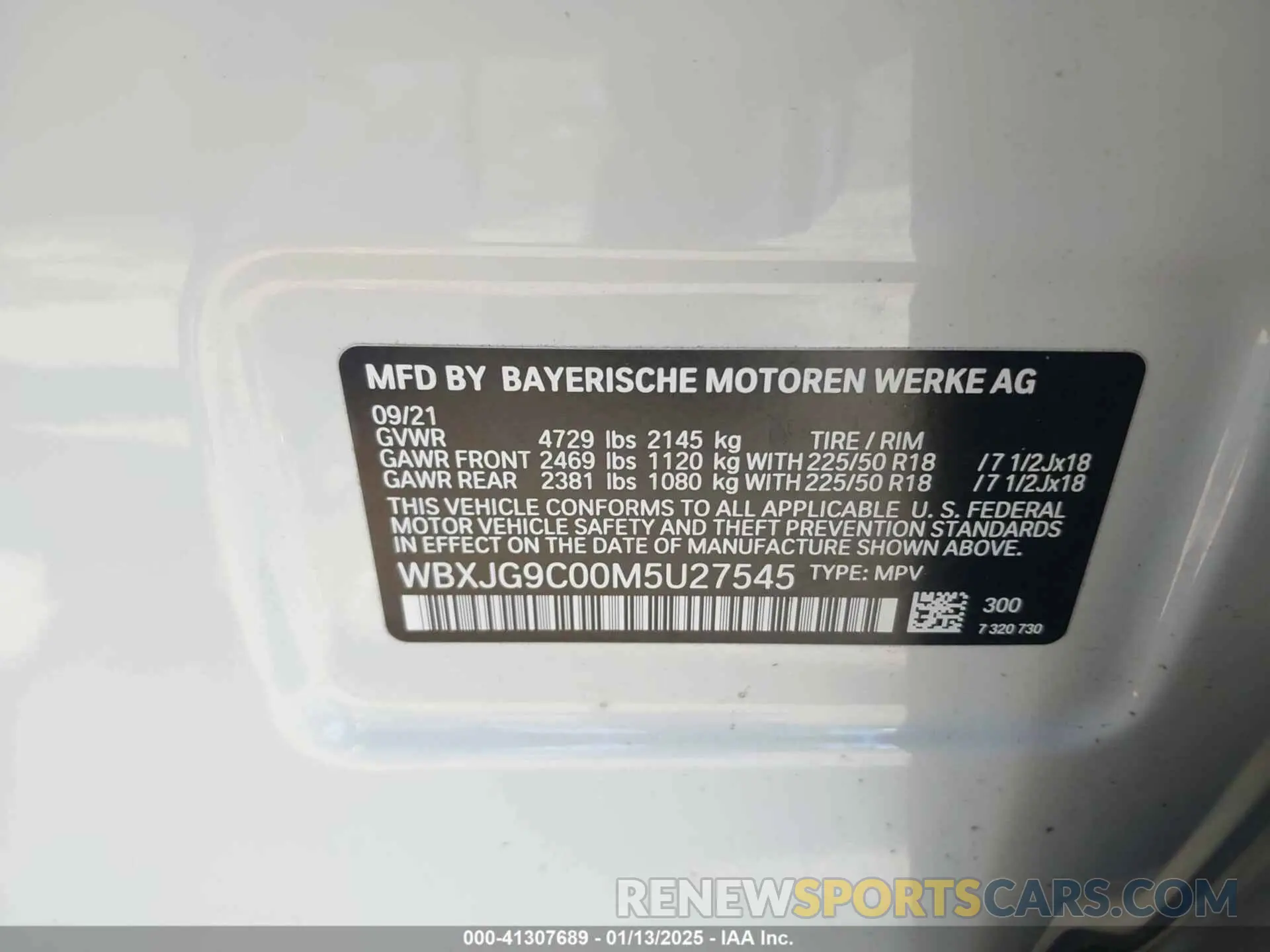 9 Фотография поврежденного автомобиля WBXJG9C00M5U27545 BMW X1 2021