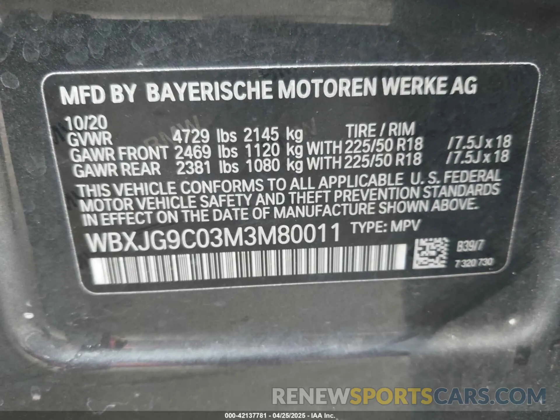 9 Фотография поврежденного автомобиля WBXJG9C03M3M80011 BMW X1 2021