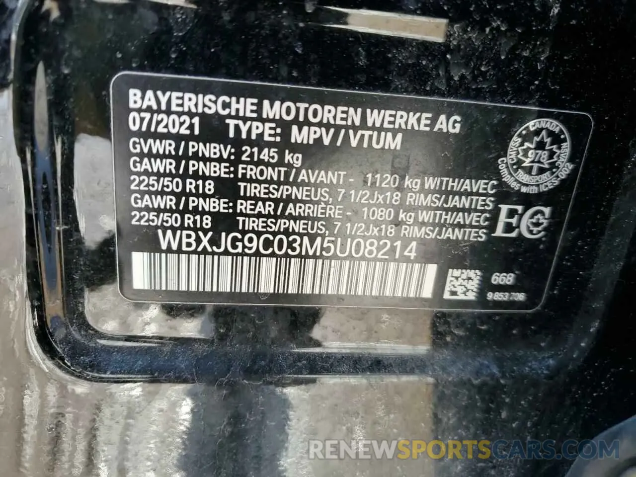 14 Photograph of a damaged car WBXJG9C03M5U08214 BMW X1 2021