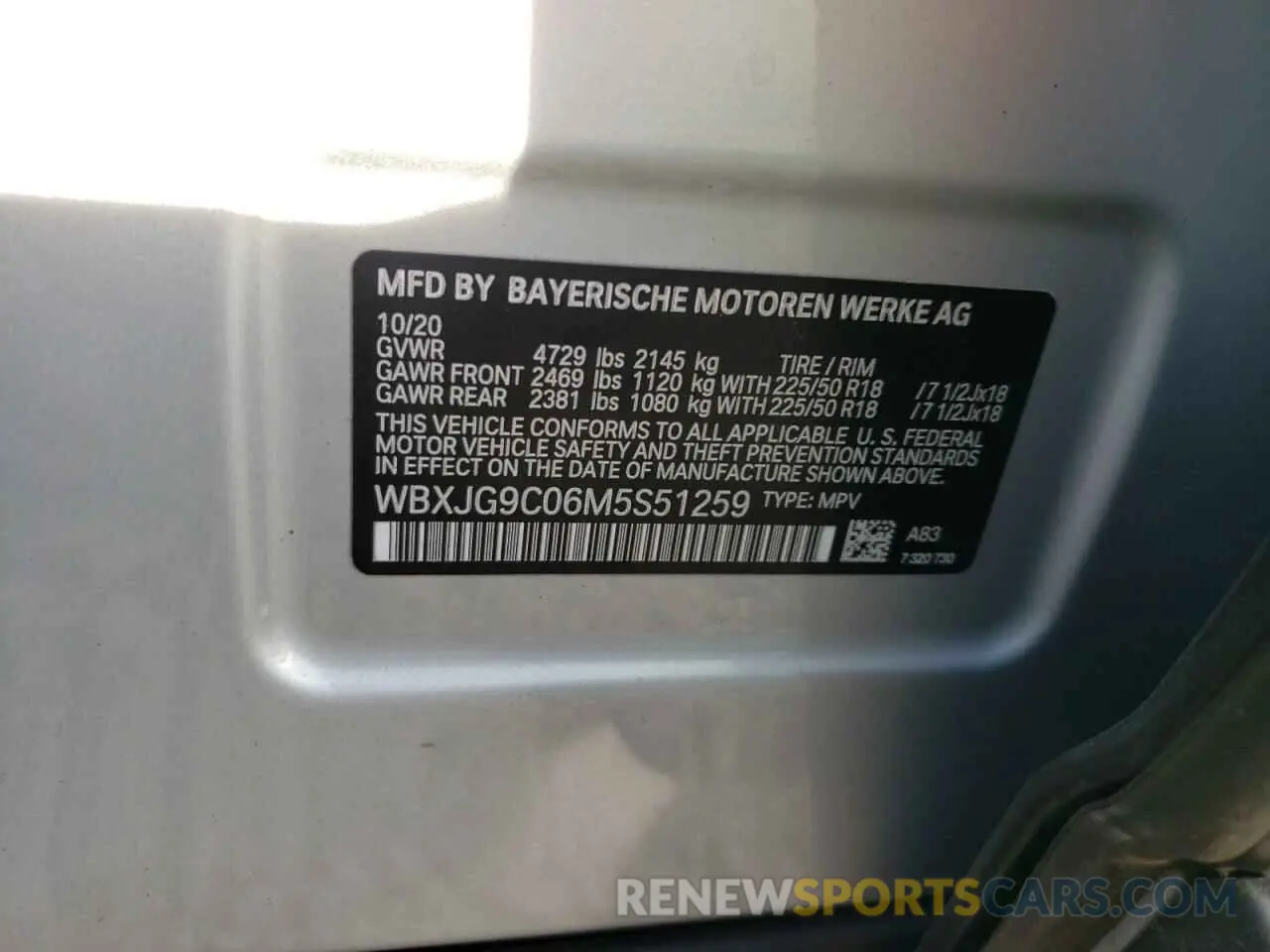 10 Photograph of a damaged car WBXJG9C06M5S51259 BMW X1 2021